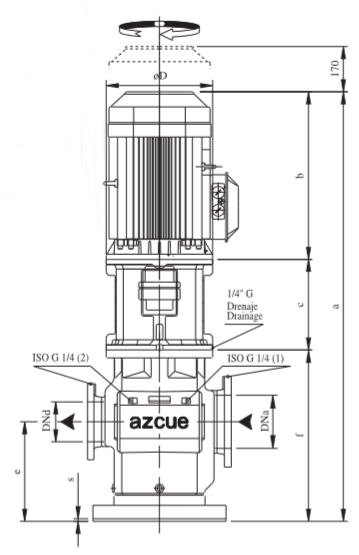 Drawing of a screw spindle pump BT-LV